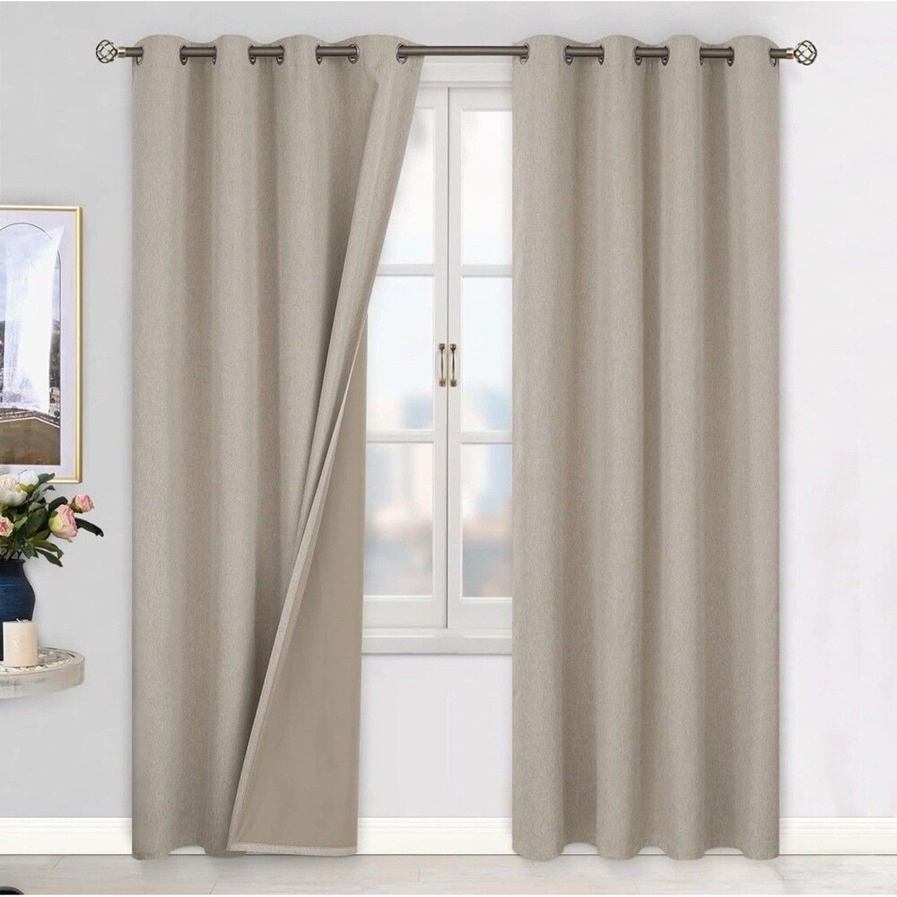 BGment Linen Color Blackout Curtains 52x120” Bedroom 2 Panels Set,